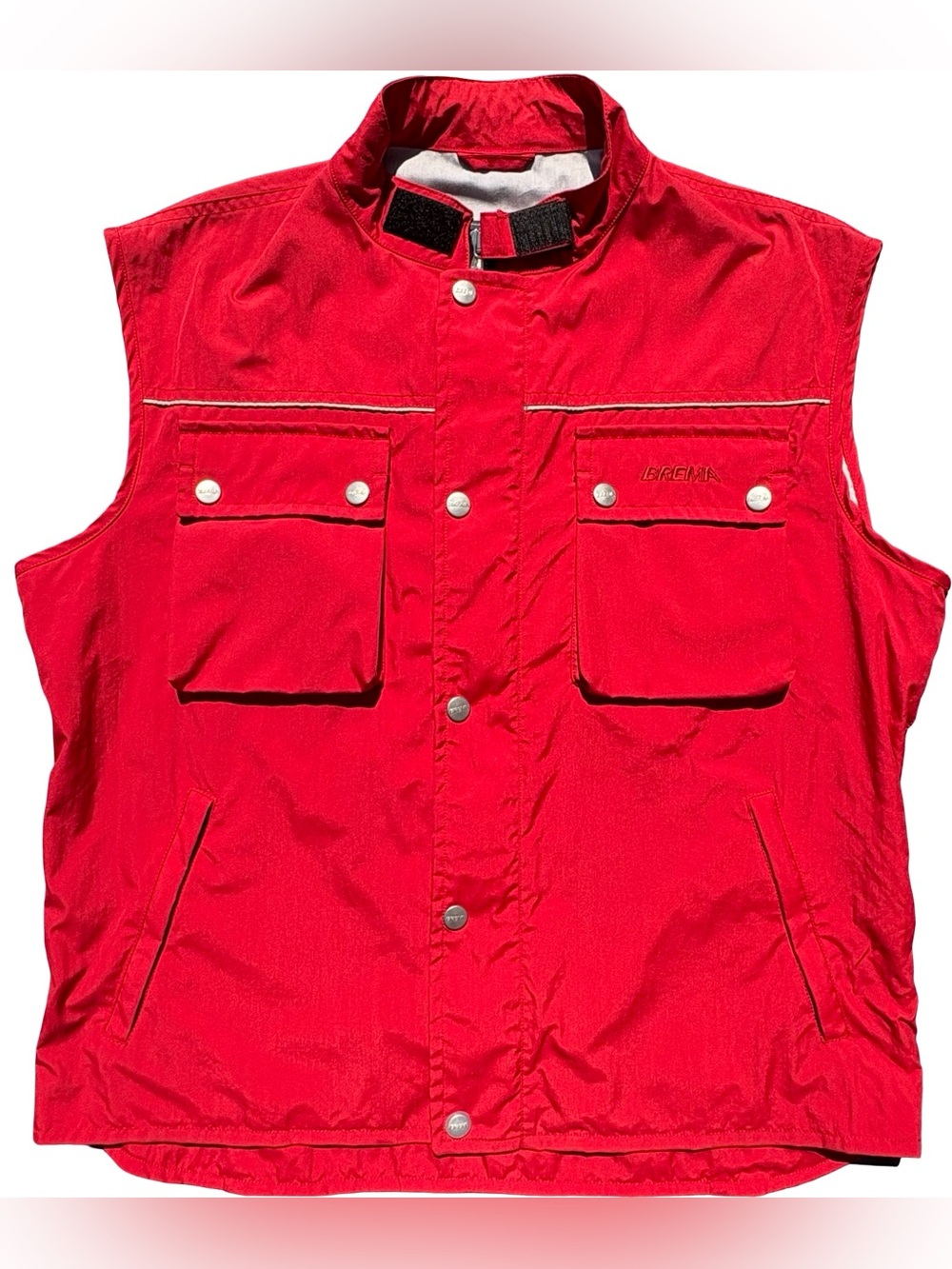 Vintage Brema Red Motorcycle Racing Vest Size 54 Heavy Duty Nylon Reflective